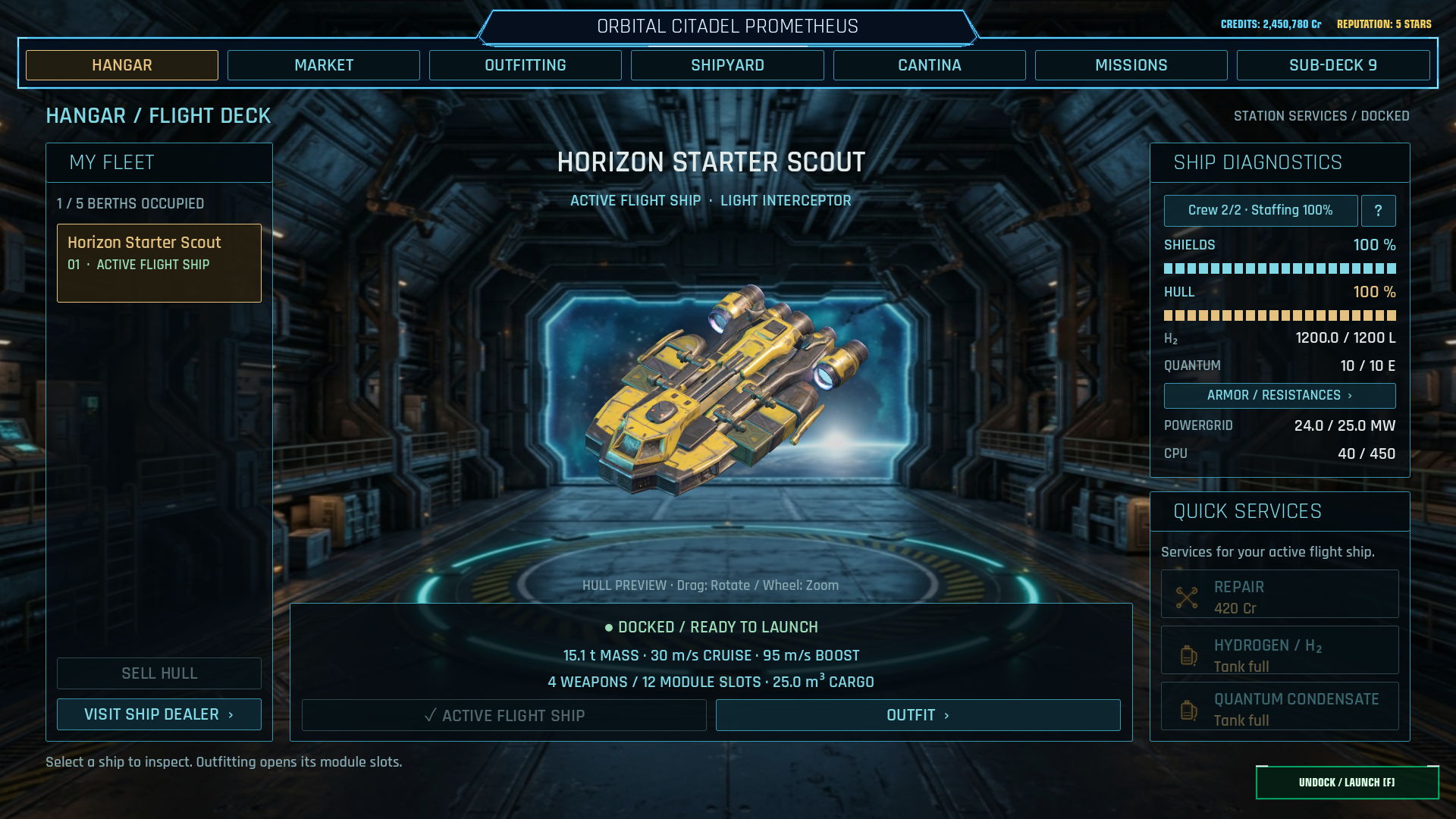 Hangar & maintenance in Subspace Horizon